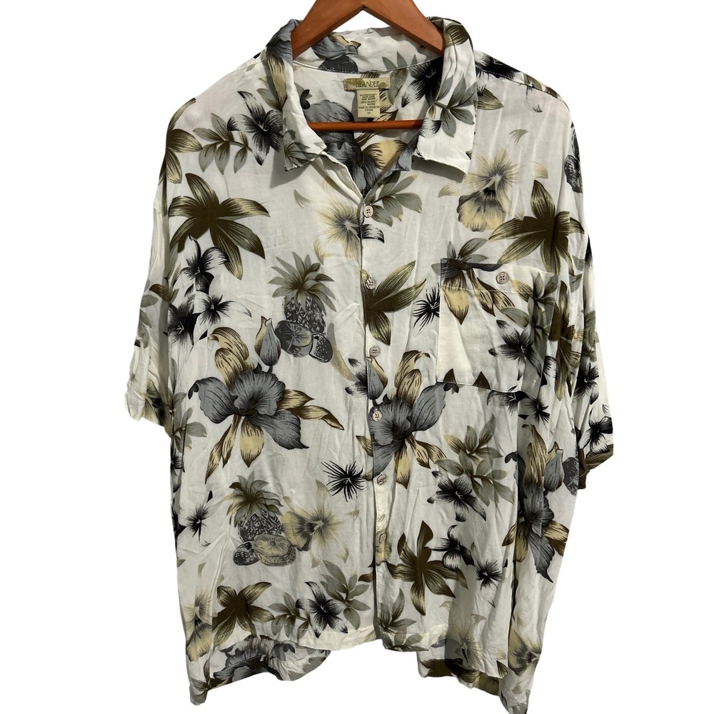 Islander Men's Tropical Floral Print Button Up‎ Short-Sleeved Shirt Size 2X